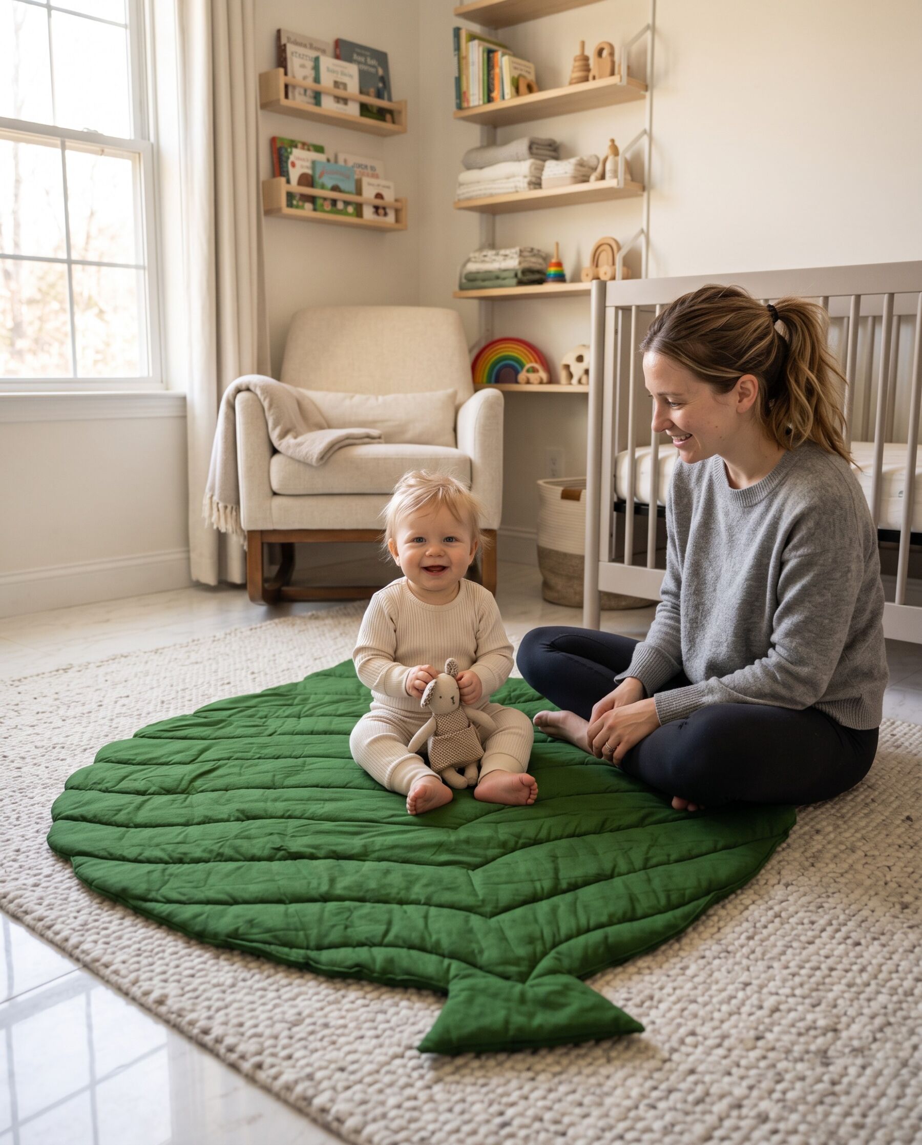 Leaf Shaped Baby Play Mat for Nursery and Floor Play