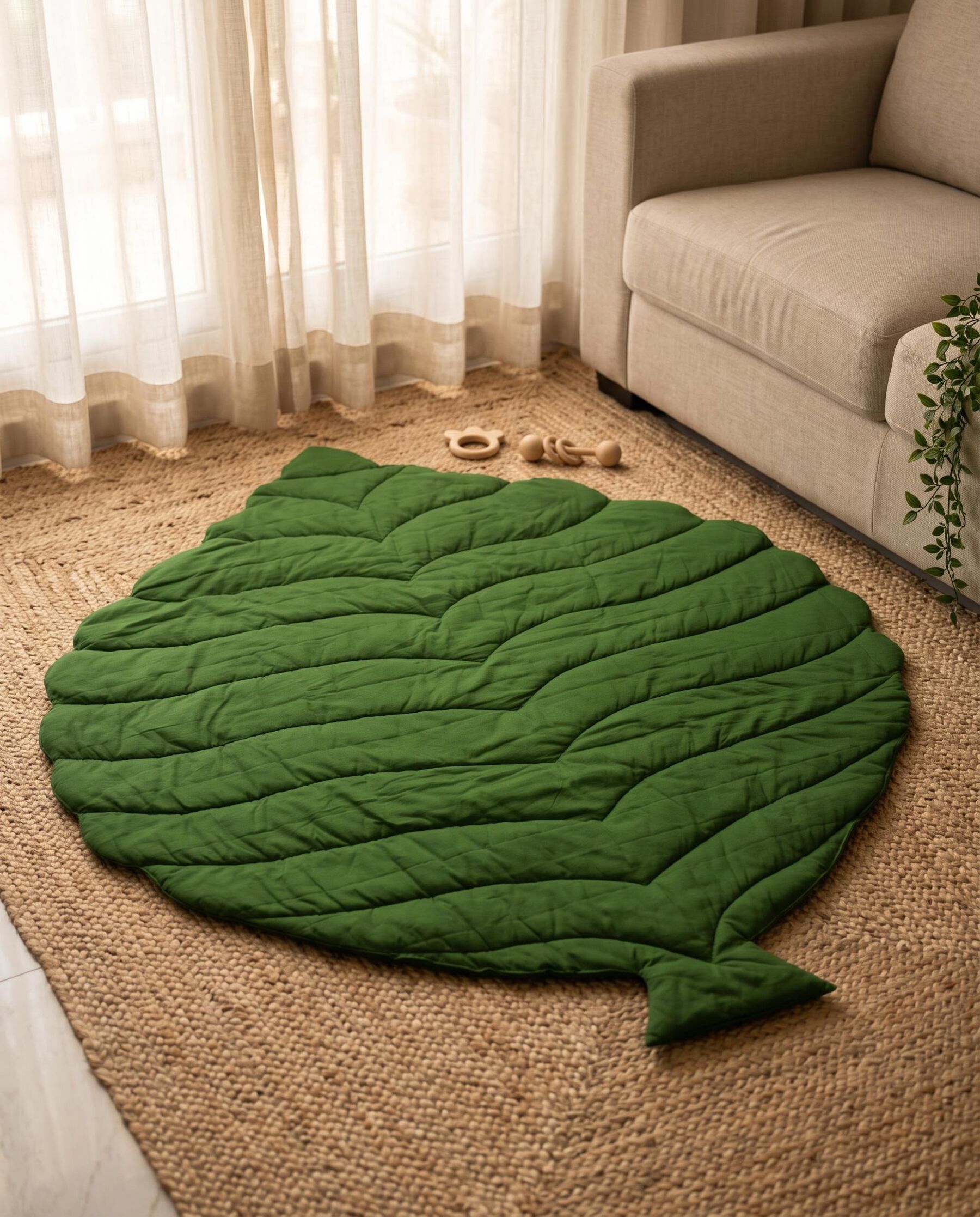 Leaf Shaped Baby Play Mat for Nursery and Floor Play