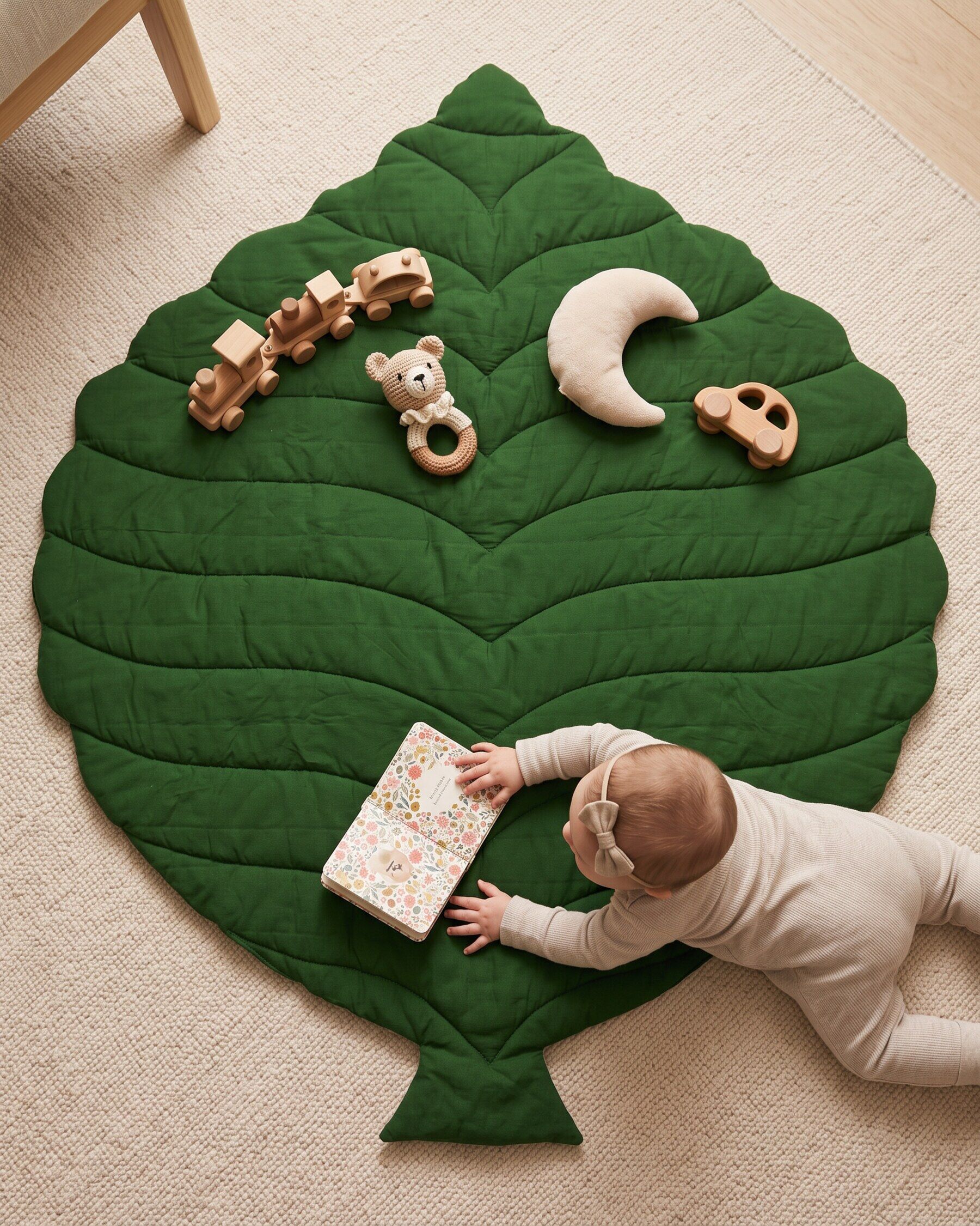 Leaf Shaped Baby Play Mat for Nursery and Floor Play