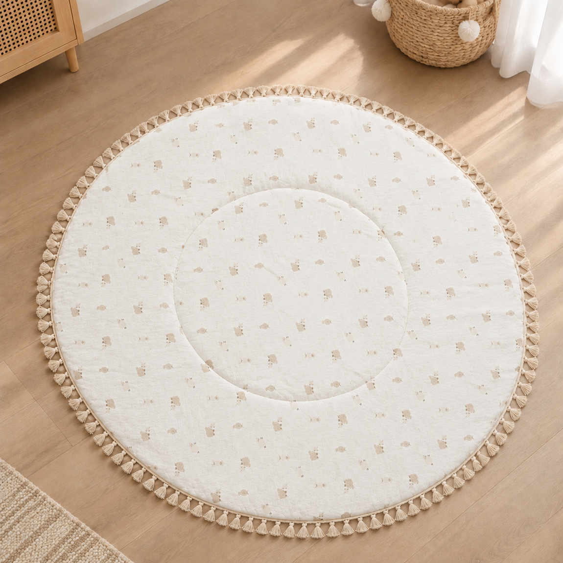 Round quilted mat in nursery